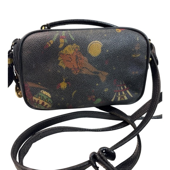 Piero Guidi Handbags - Piero Guidi Magic Circus Black Coated Canvas Crossbody Bag Made in Italy Angel